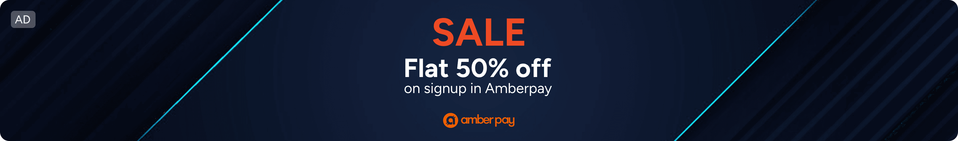 Flat 50% off on signup in Amberpay
